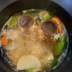 根菜と椎茸と鶏団子のポン酢煮